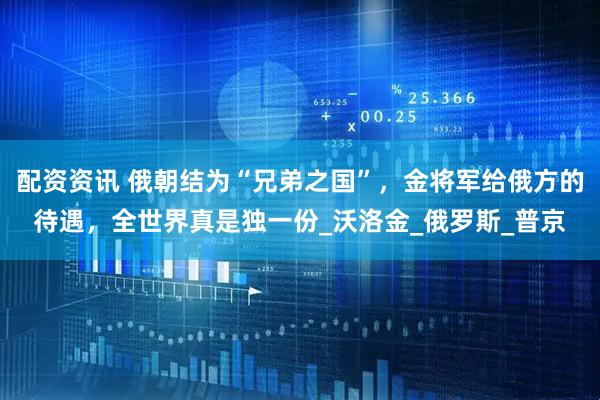 配资资讯 俄朝结为“兄弟之国”，金将军给俄方的待遇，全世界真是独一份_沃洛金_俄罗斯_普京